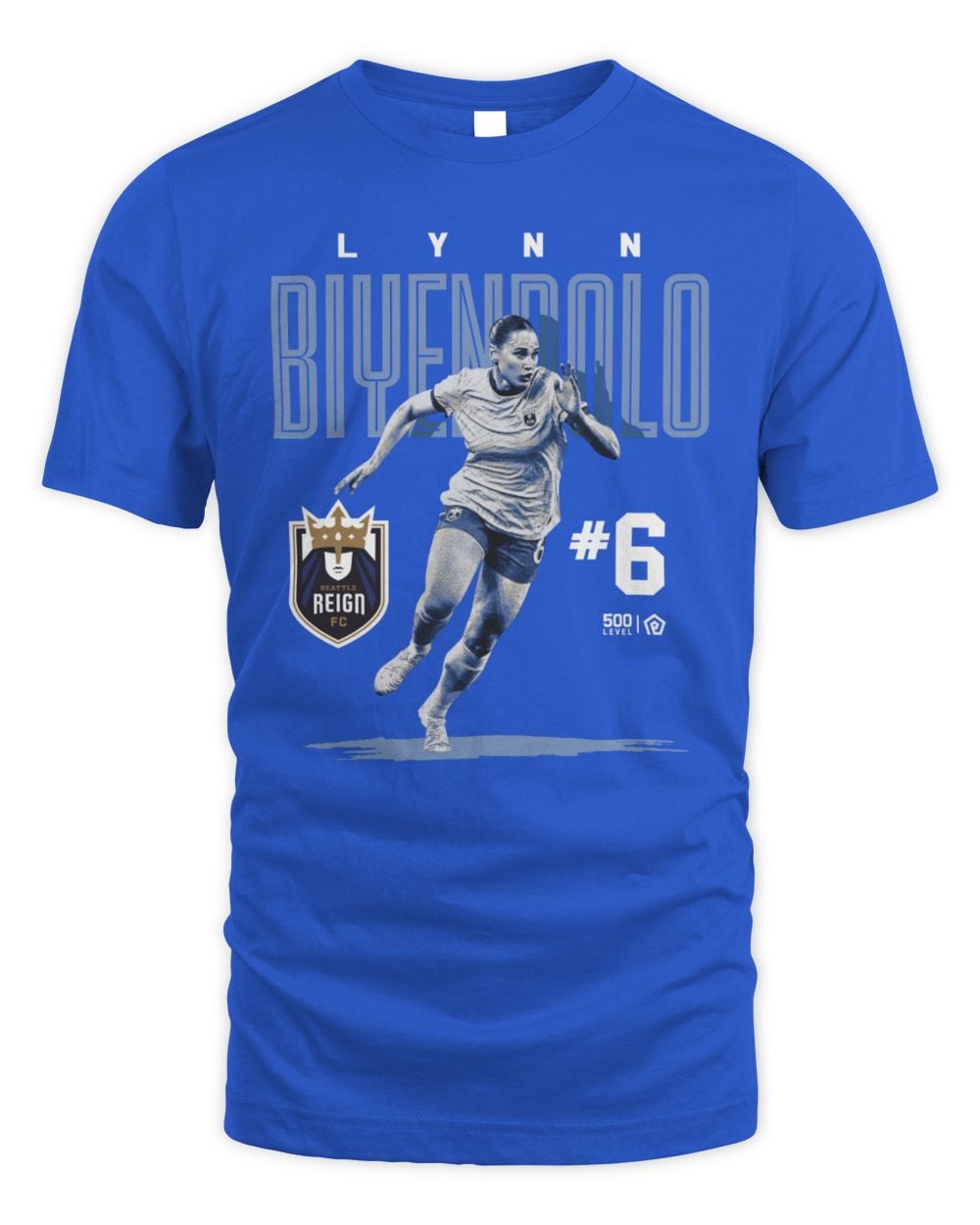 Men's 500 Level Lynn Biyendolo Blue Seattle Reign FC Player Bitmap Graphic T-Shirt