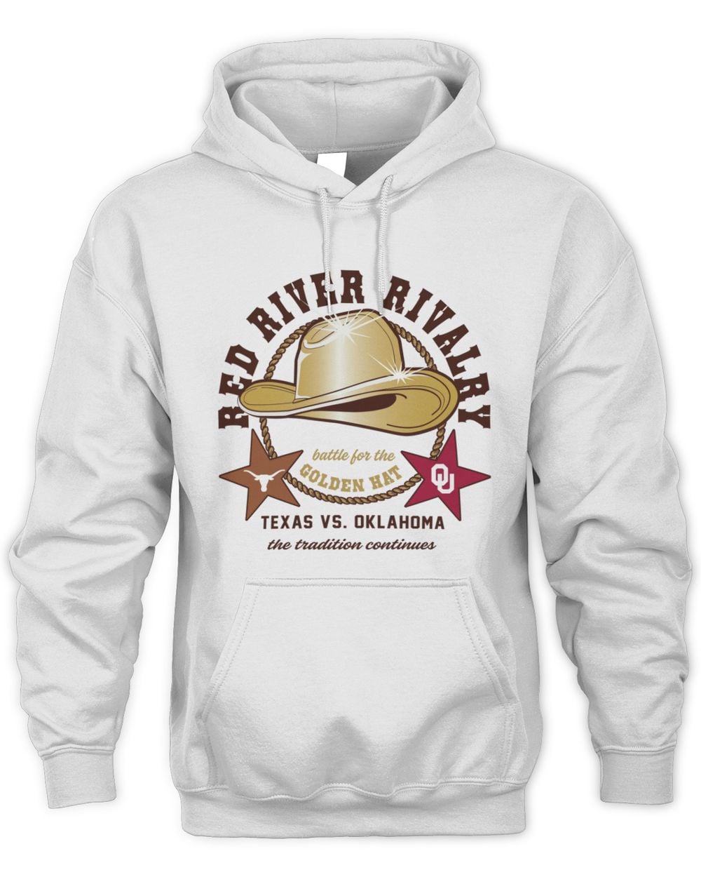 Texas Longhorns vs. Oklahoma Sooners Red River Rivalry Golden Hat Match Up Hoodie Sweatshirt