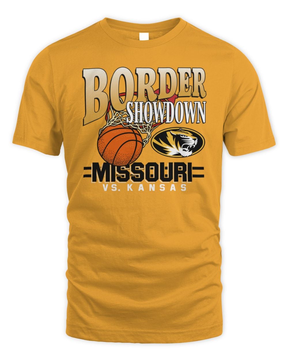 Charlie Hustle Shop Missouri Tigers Basketball Border Showdown Gold T-Shirt