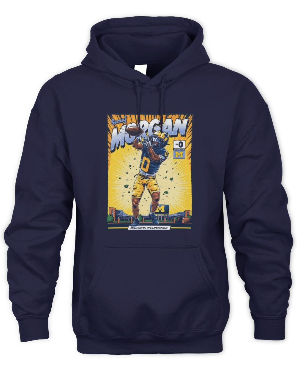 Michigan Wolverines #0 Semaj Morgan Athlete Comic Hoodie Sweatshirt