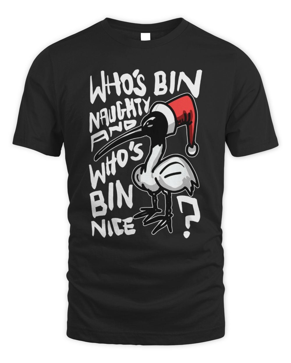 Christmas Bin Chicken Black T-Shirt