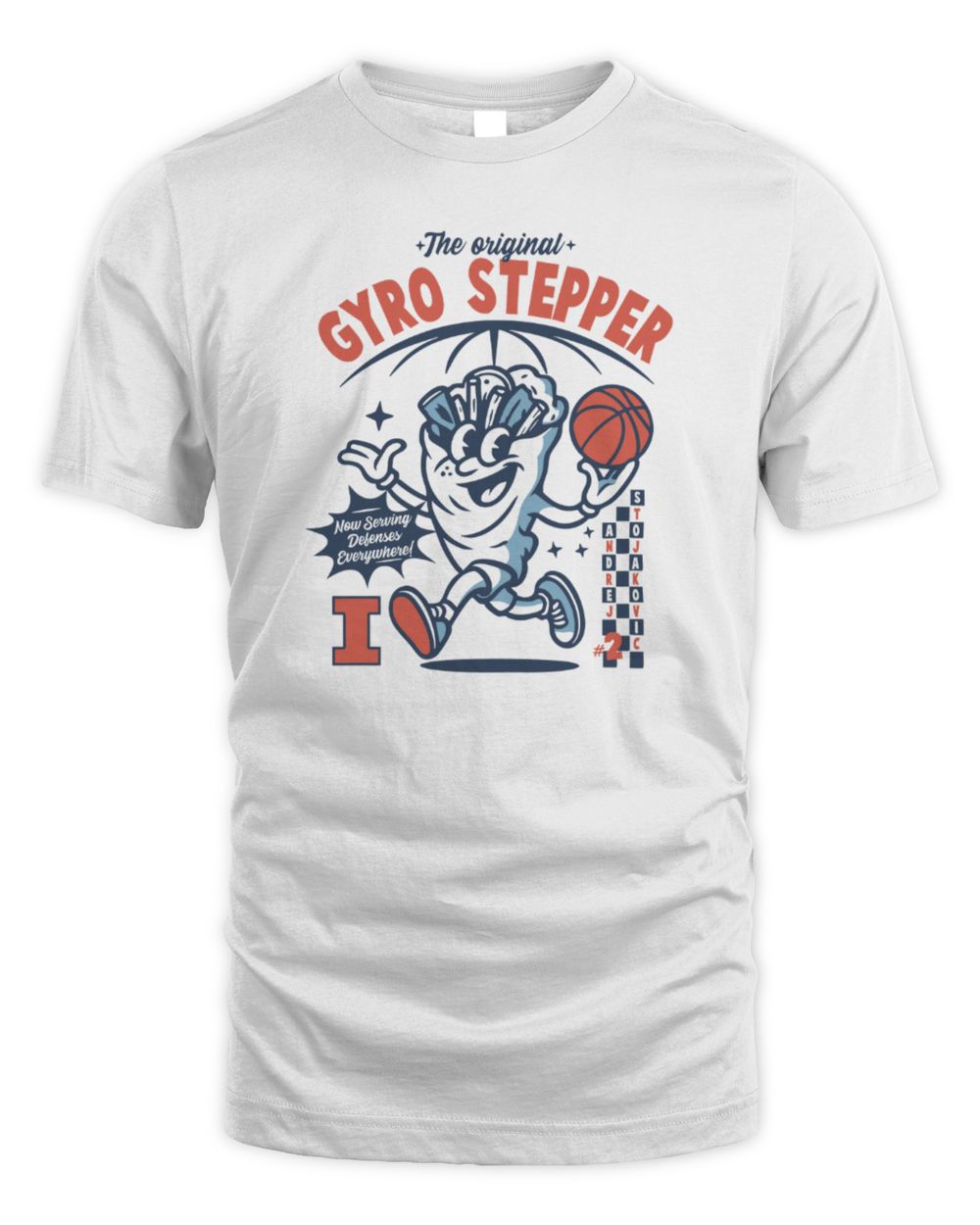 Andrej Stojakovic Illinois White The Gyro Stepper Tee