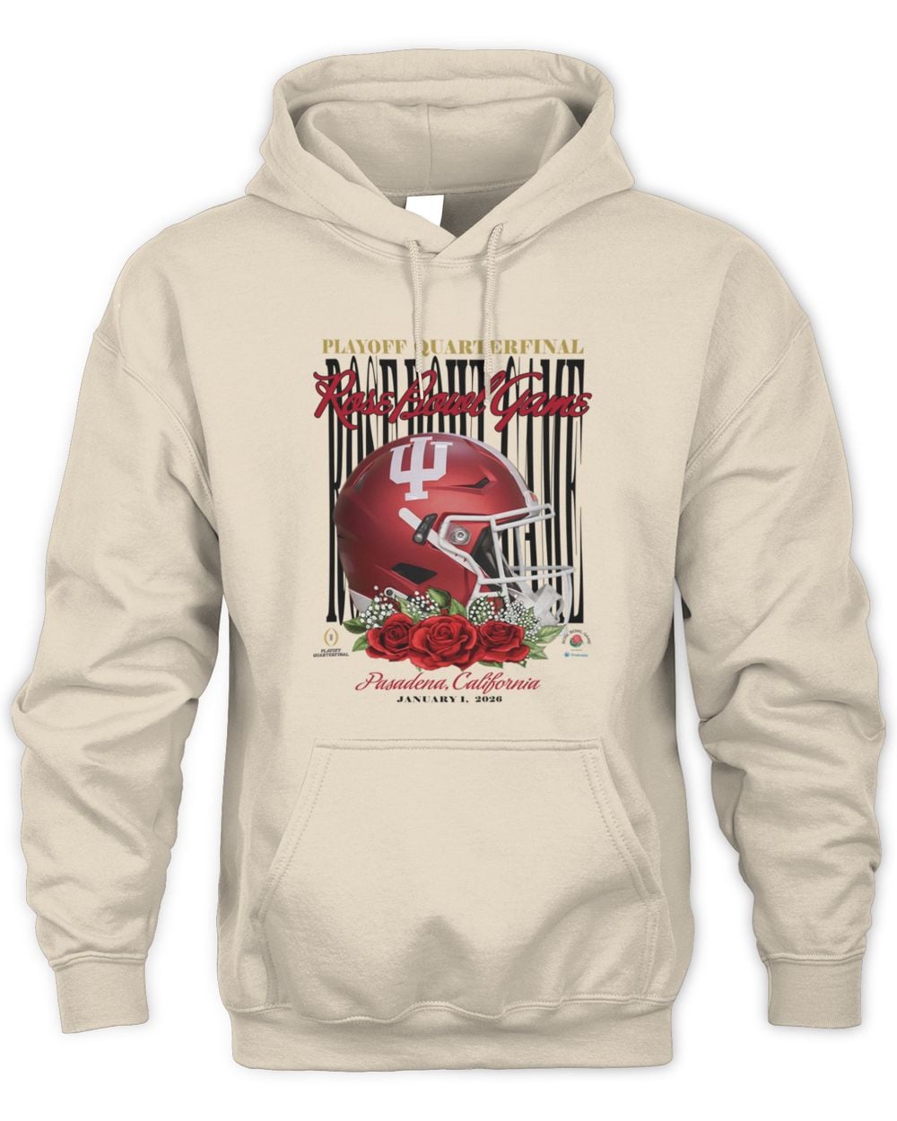 Indiana Hoosiers Ivory 2026 Rose Bowl Game Helmet Hoodie Sweatshirt
