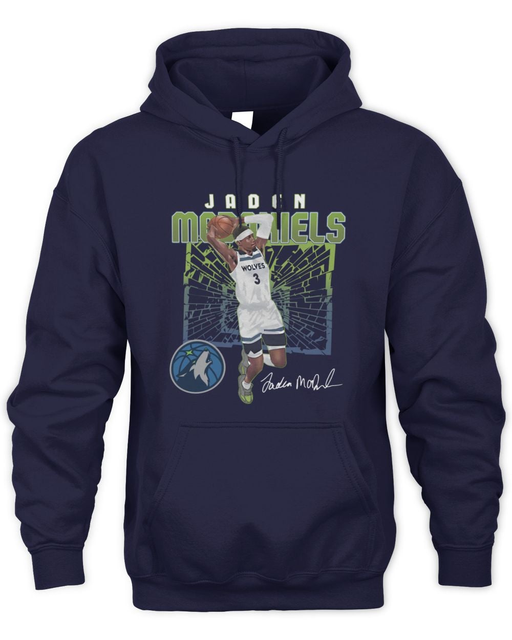 Jaden McDaniels Minnesota Timberwolves Shattered Hoodie Sweatshirt