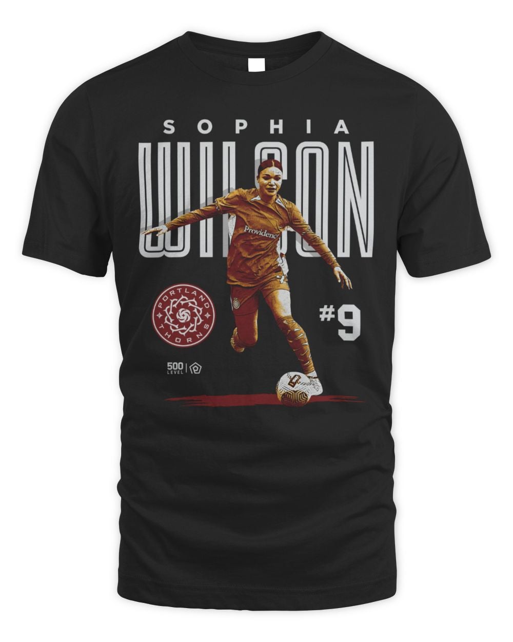 Men's 500 Level Sophia Wilson Black Portland Thorns FC Player Bitmap Graphic T-Shirt