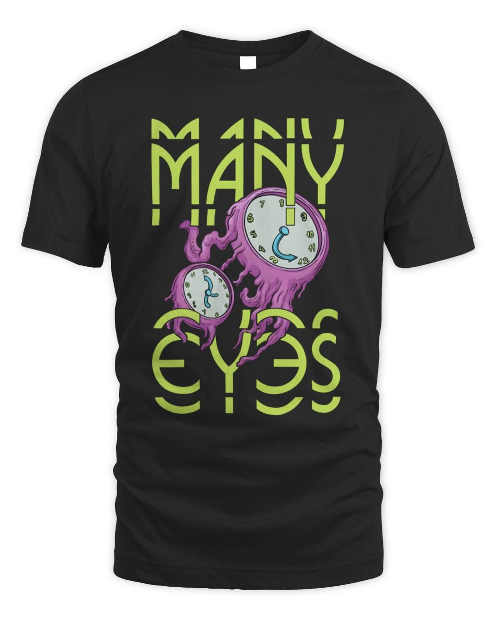 Many Eyes Purple Clocks Tee