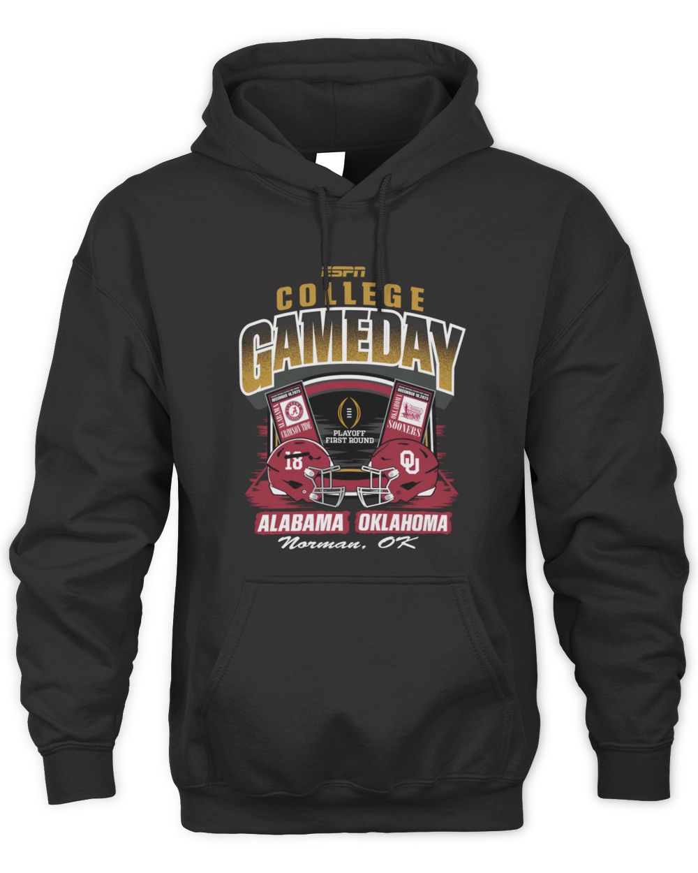 ESPN CFP '25|'26 Alabama Vs. Oklahoma 1st Round Ticket Hoodie Black