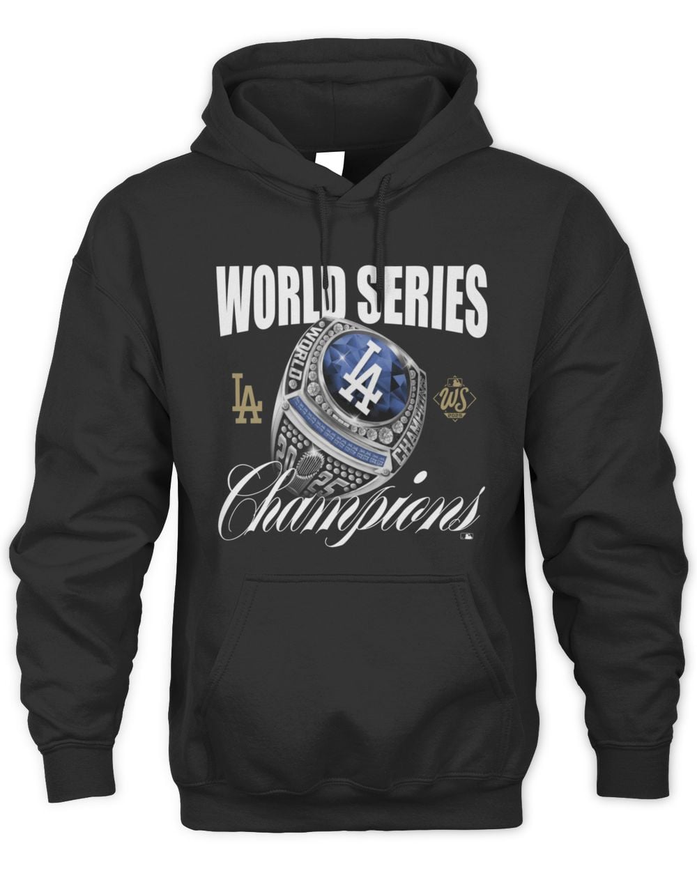 Men's Black Los Angeles Dodgers 2025 World Series Champions Ring Official Hoodie Sweatshirt