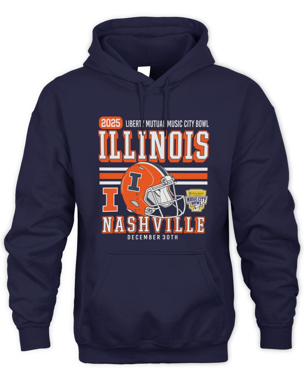 Official Illinois Football 2025 Music City Bowl Navy Hoodie Sweatshirt