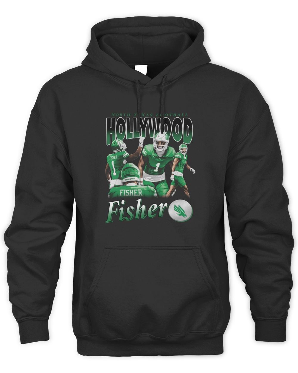 David Fisher North Texas Black Retro 90s Hoodie Sweatshirt