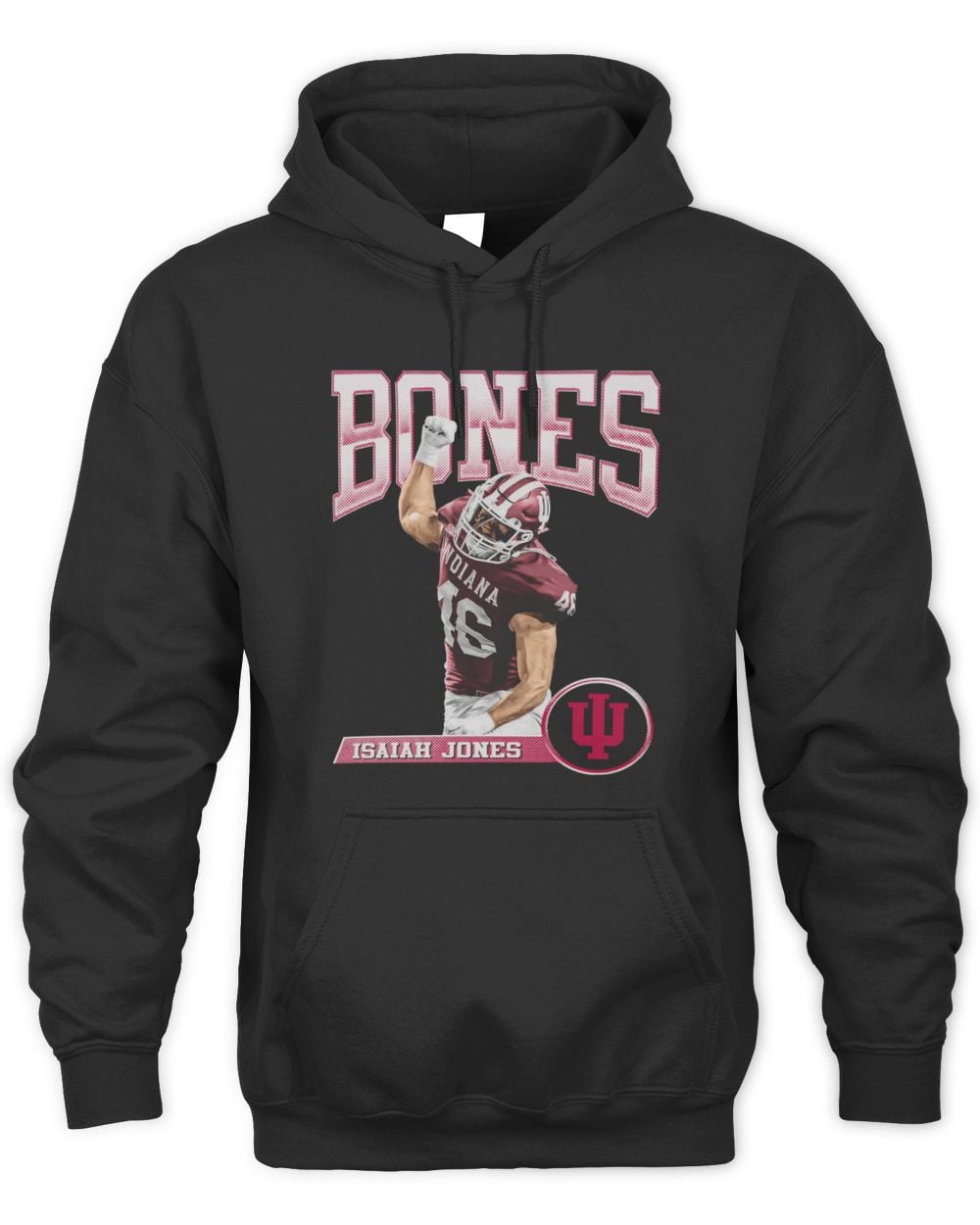 Isaiah Jones Indiana Black Illustrated Hoodie Sweatshirt