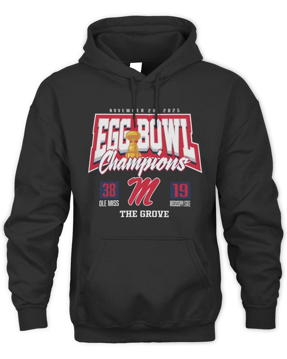 Men's Charcoal Ole Miss Rebels vs. Mississippi State Bulldogs 2025 Egg Bowl Champions Score Hoodie Sweatshirt