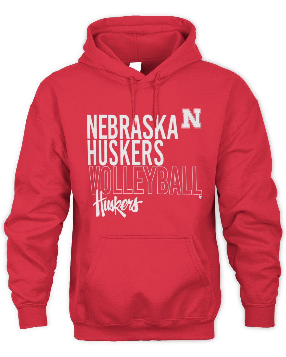 Nebraska Volleyball Text Logo Overlay Hoodie Sweatshirt