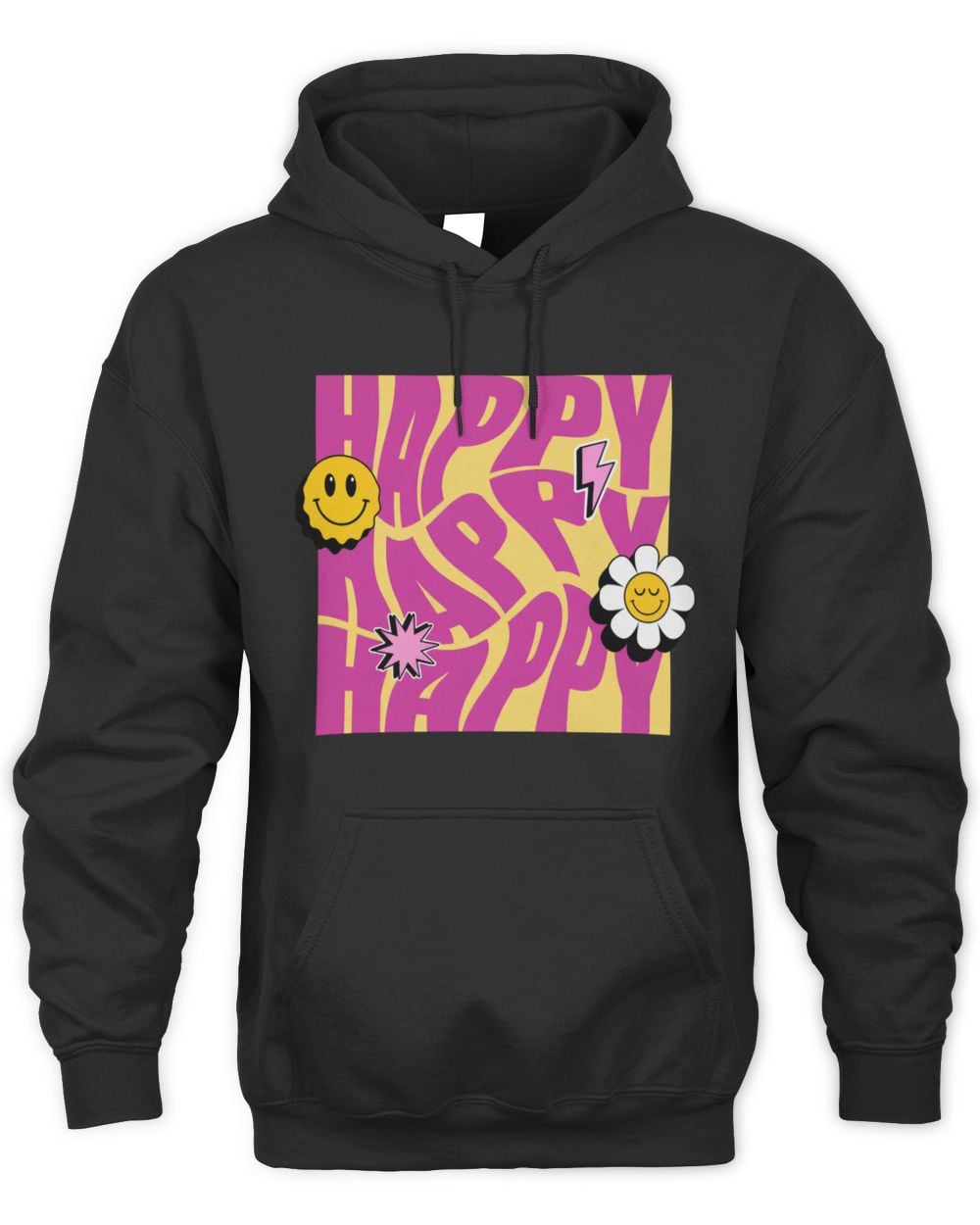 RevoltTee Shop Happy Happy Black Hoodie