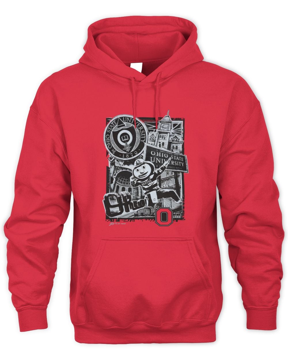 GV Art And Design Red OSU Landmark Collage Hoodie