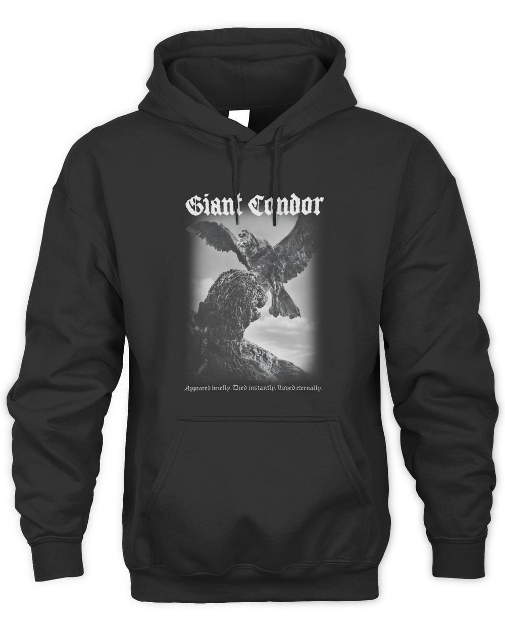 Giant Condor Vintage Black Hoodie Sweatshirt