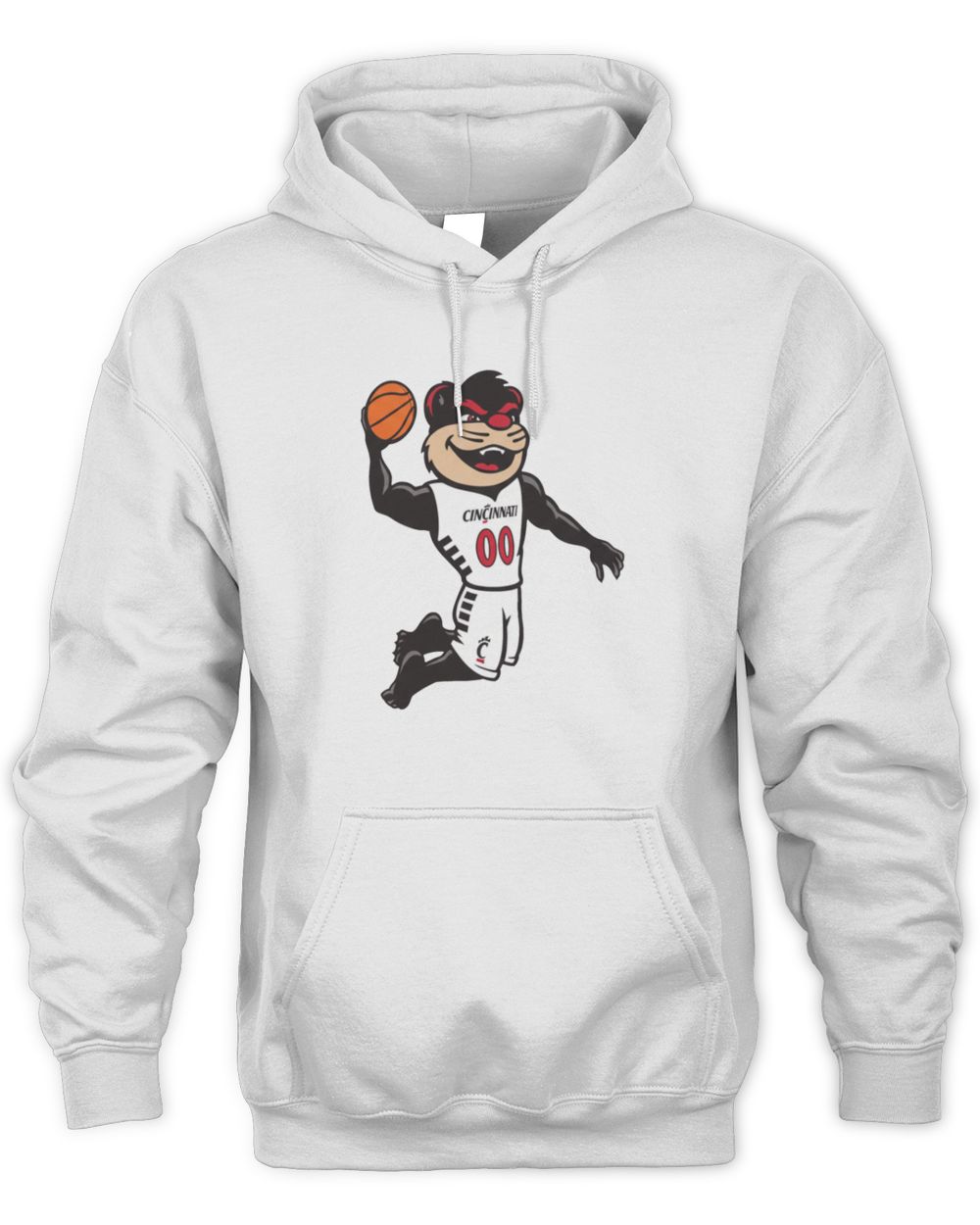 Cincinnati Bearcats White Bearcat Playing Basketball Hoodie Sweatshirt