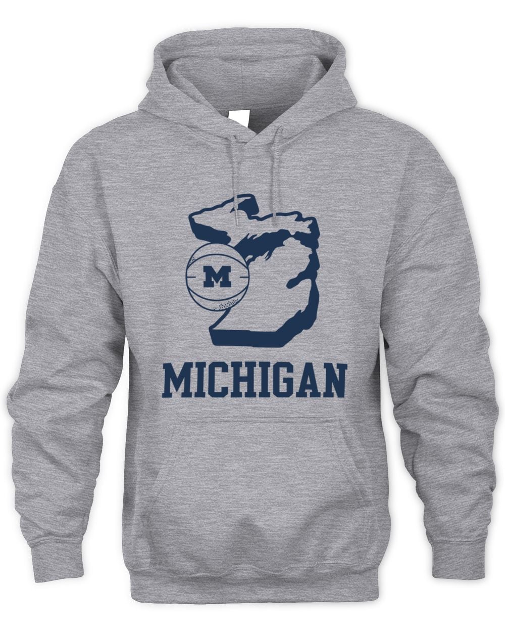 Michigan Wolverines Basketball State Outline Grey Hoodie Sweatshirt