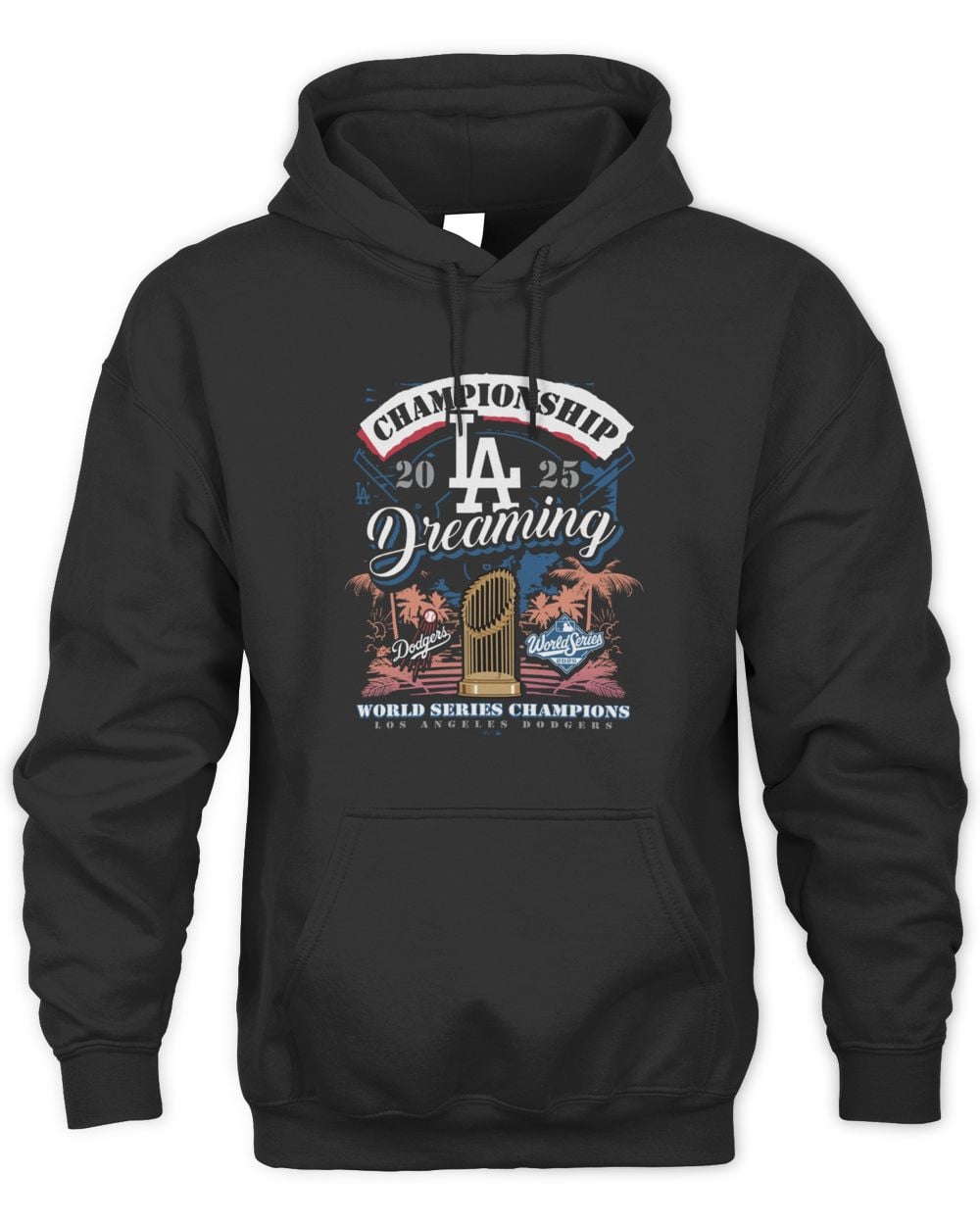 Men's '47 Black Los Angeles Dodgers 2025 World Series Champions Dreaming Hoodie Sweatshirt