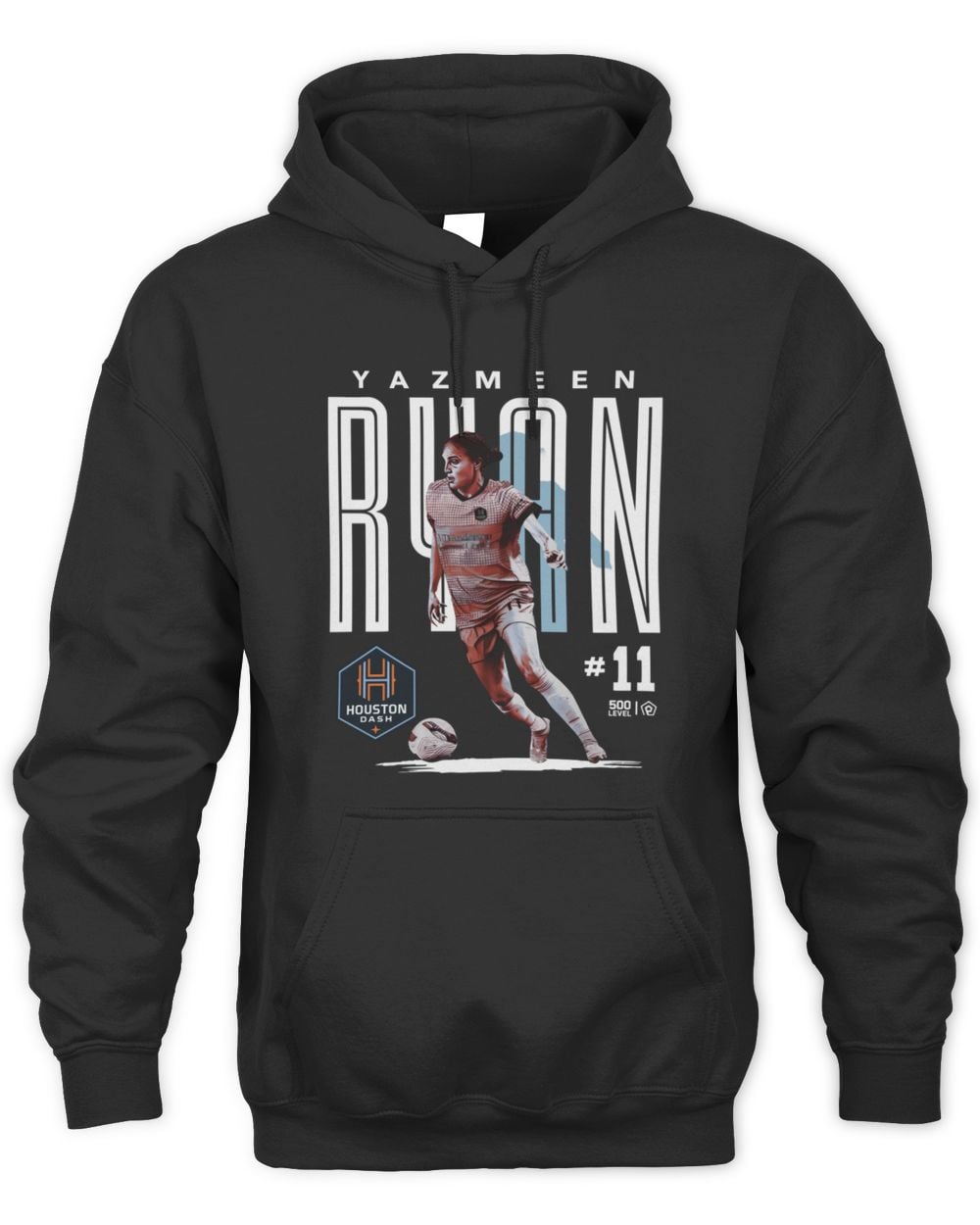 Men's 500 Level Yazmeen Ryan Black Houston Dash Player Bitmap Graphic Hoodie Sweatshirt