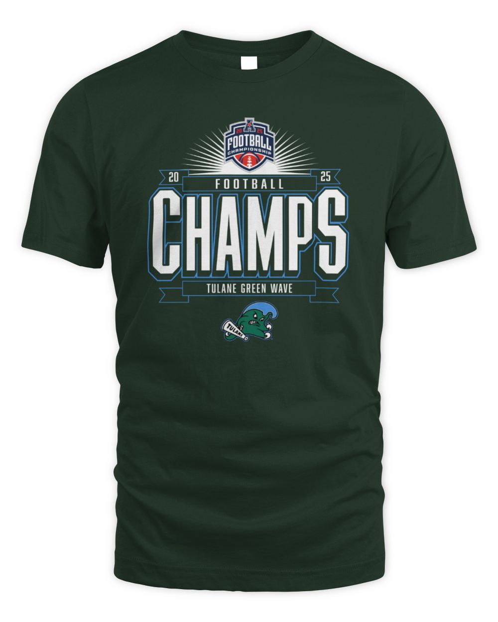 Tulane Green Wave Blue 84 Unisex 2025 The American Football Champions Locker Room T-Shirt