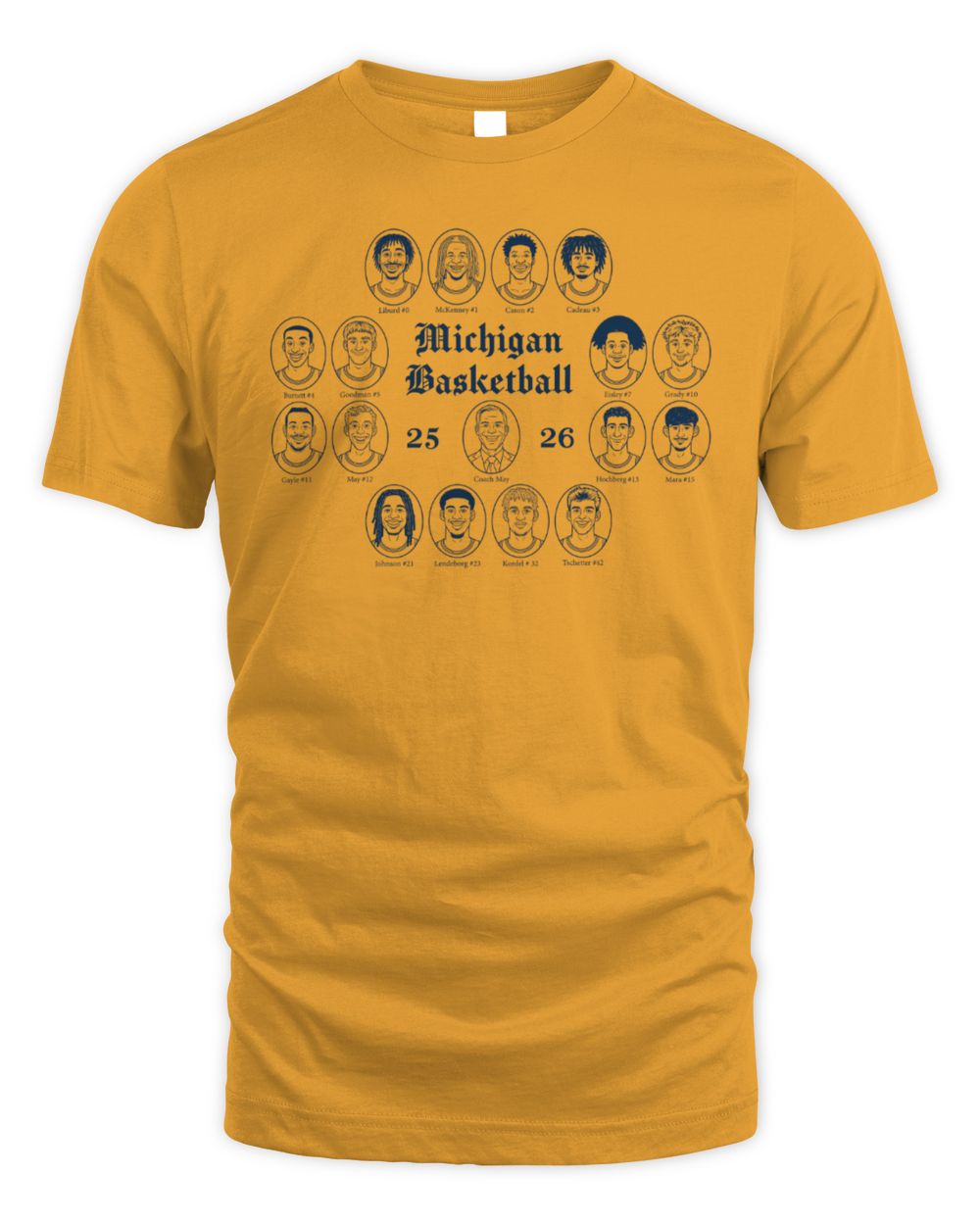 Michigan NIL Basketball Team Composite 25-26 T-Shirt Gold