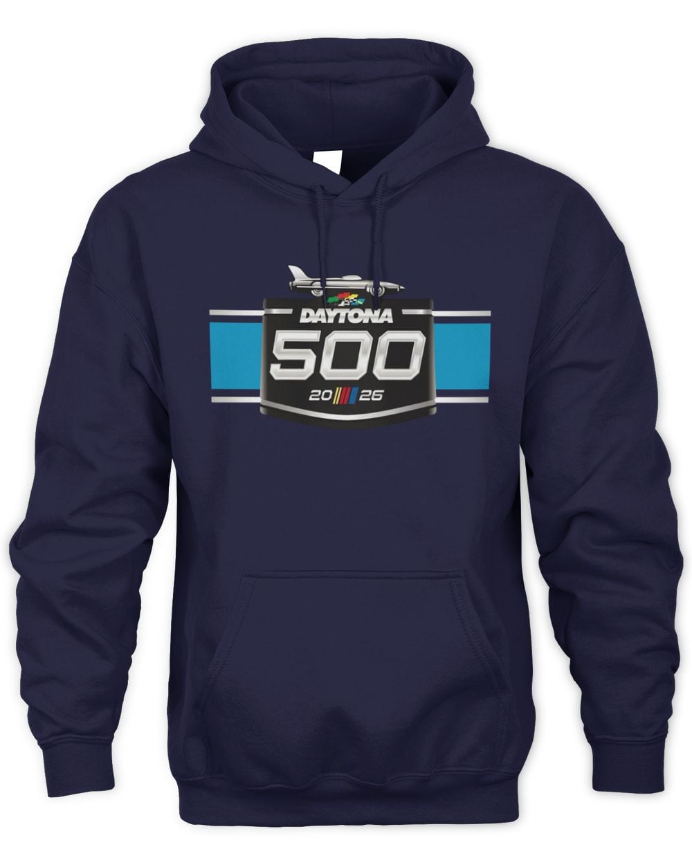 Men's Checkered Flag Sports Heather Navy Daytona International Speedway 2026 Daytona 500 Logo Hoodie Sweatshirt
