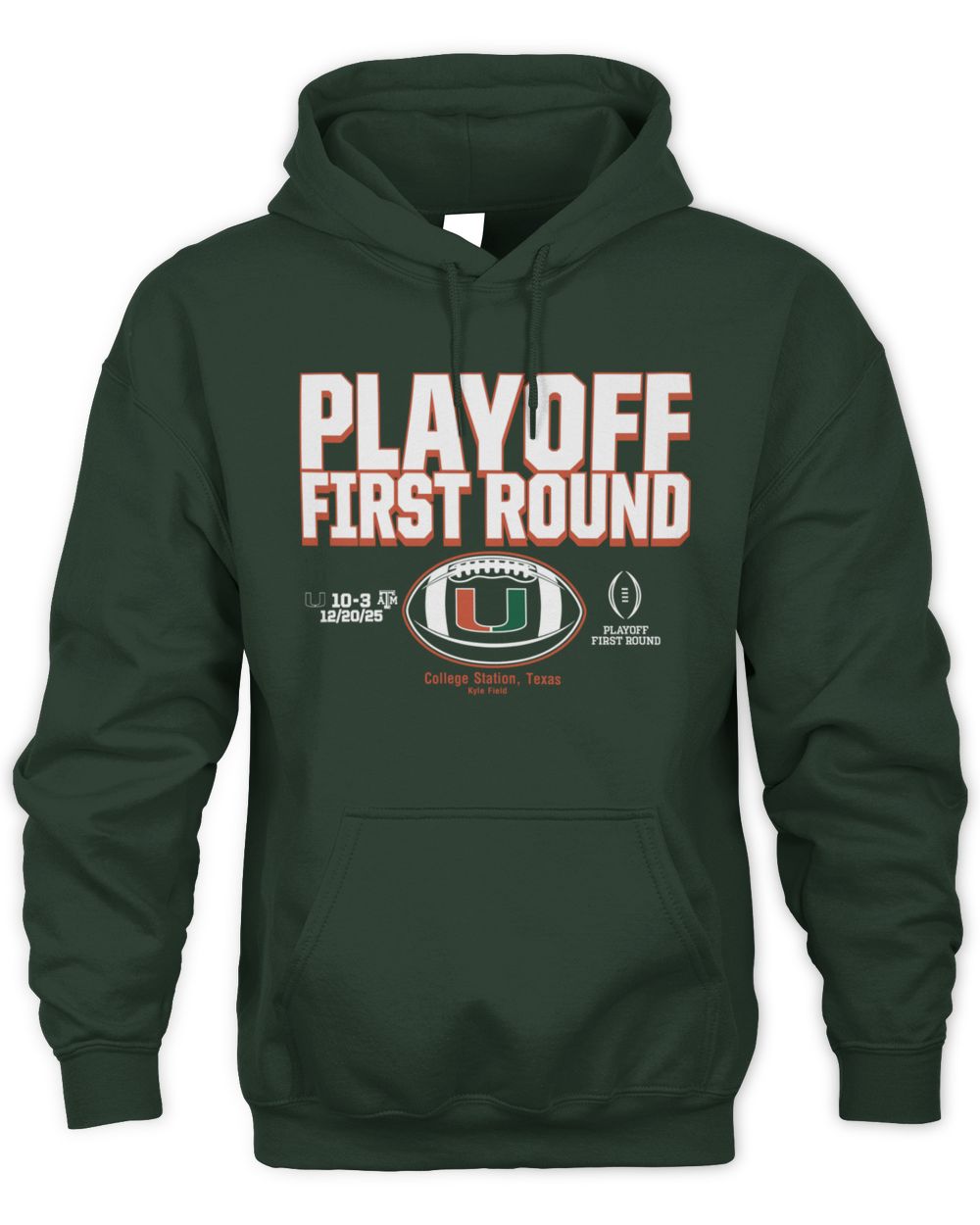 Green 2025 CFP First Round Winner Miami Hurricanes Hoodie Sweatshirt