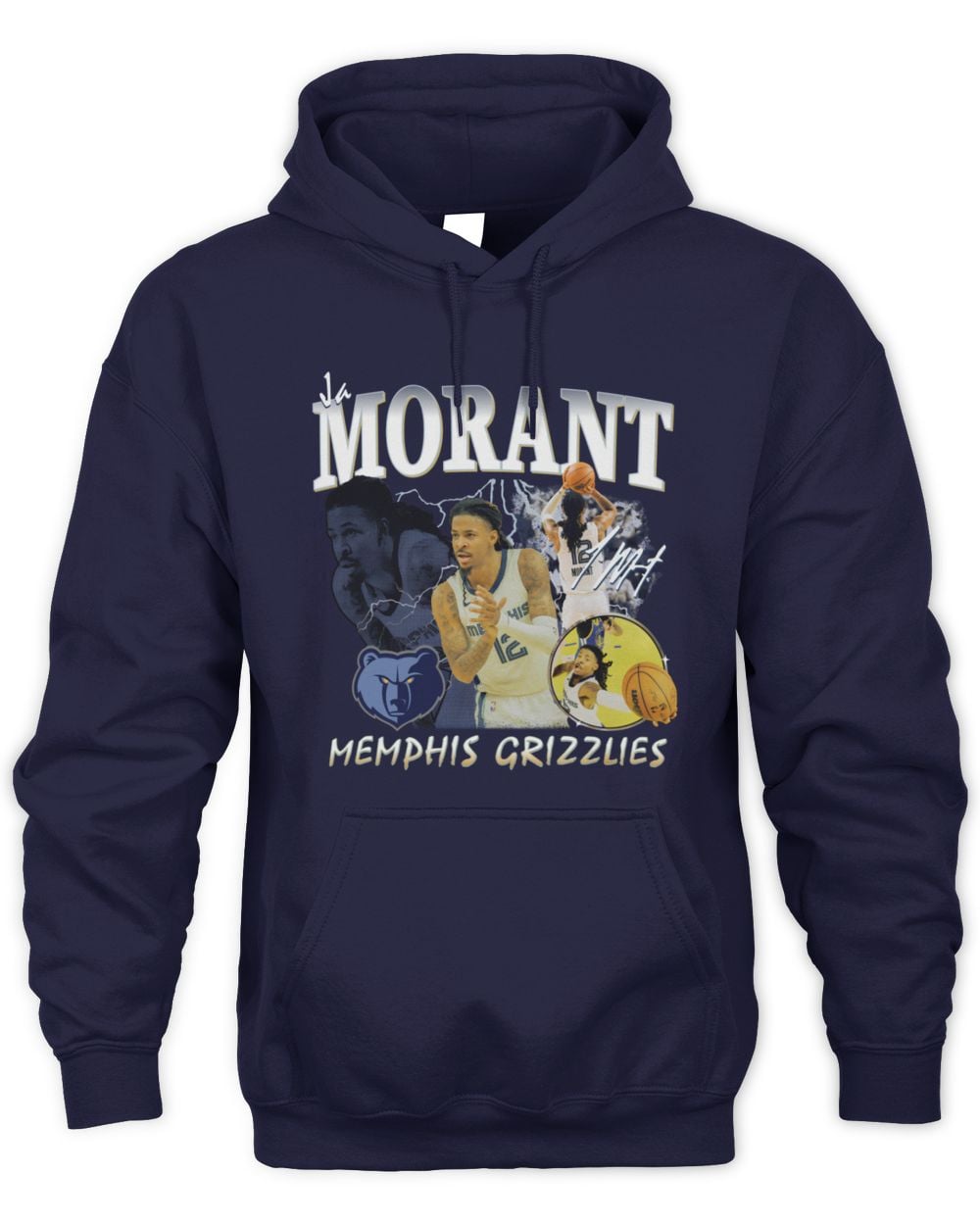 Men's Ja Morant Navy Memphis Grizzlies Player Collage Hoodie Sweatshirt