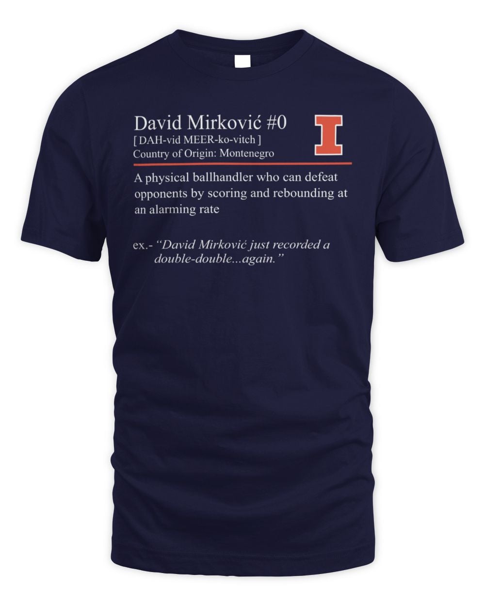David Mirkovic Illinois Navy Cheat Sheet Tee