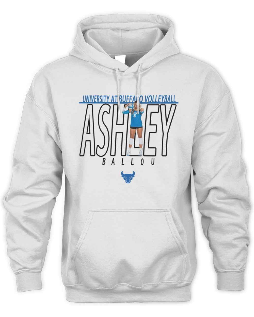Ashley Ballou Buffalo White Illustrated Hoodie Sweatshirt