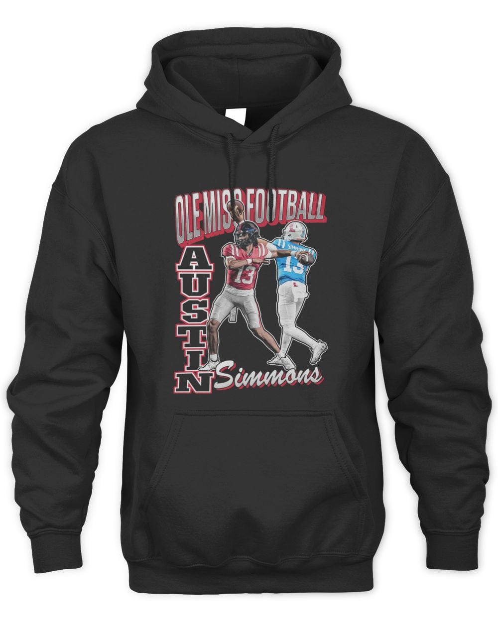 Austin Simmons Ole Miss Black Retro 90s Hoodie Sweatshirt